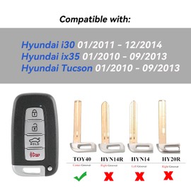 4 Buttons For Hyundai Remote Key Fob For Hyundai i30 Key Hyundai ix35 Key Hyundai Tucson Key 433Mhz with TOY40 Blade Key Ring SY5HMFNA04