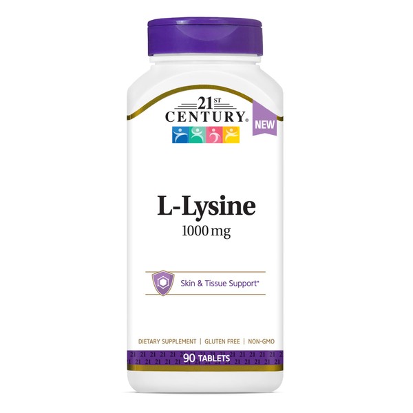 21st Century HealthCare L-Lysine 1000 mg, 90 Count Tablets