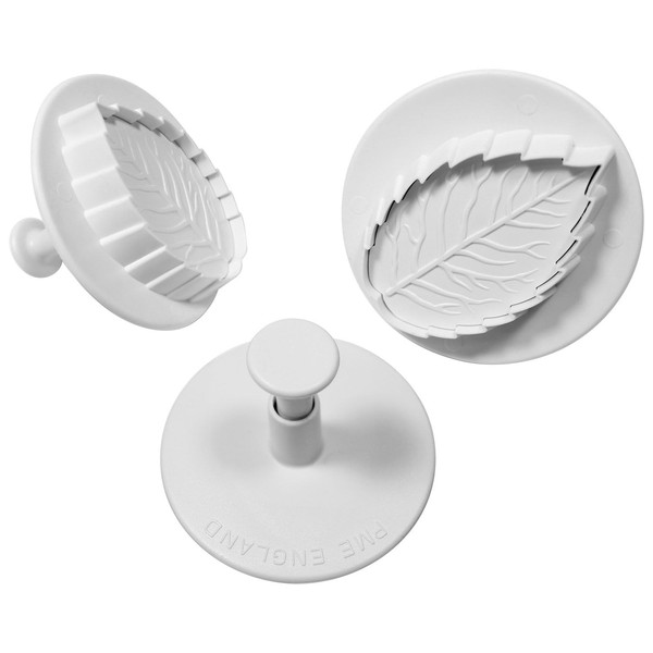 PME RLL657 Prägeausstecher mit geädertem Rosenblatt, extra groß, Kunststoff, Weiß