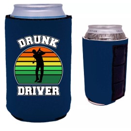 Coolie Junction Drunk Driver Golf Magnetic Can Coolie; Neoprene, Collapsible - Navy Blue, 2 Pack