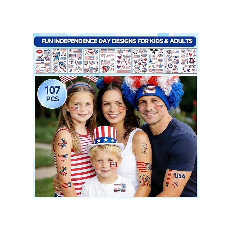 USA Soccer Fan Scarf Set 4-Pack - Patriotic Afro Wig,