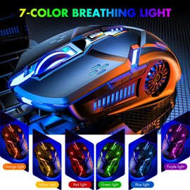 CHONCHOW Gaming Mouse - Wired, 6 Buttons, 4 Adjustable DPI Up to 3200 DPI, 7 Color LED Light, Used for Games and Office, Compatible with Computer/Laptop/Tablets (Pink)