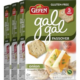 Gefen Gal Gal Gluten Free Onion Crackers 4.2oz (3 Pack) | Low Fat, Zero Sugar, All Natural, Passover Crackers