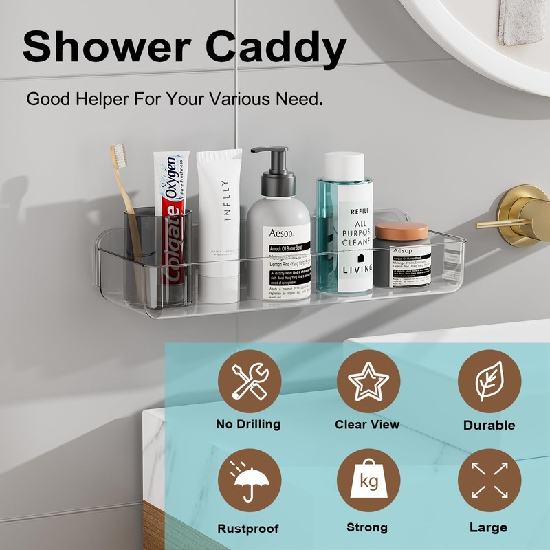 ZEXALOR Wall Mounted Storage Organizer Bins Organizing Shelf Basket Clear