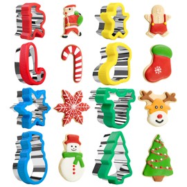Cortadores de galletas de Navidad, 8 unidades, juego de formas para cortar pan sándwich para niños, moldes para cortar hornear, suministros decorativos para fiestas (Navidad, 8 piezas)