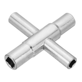 PATIKIL 4 Way Sillcock Key, 4 in 1 Water Key with 4 Wrench Size Universal Cross Key Faucet Valve Tool for Spigots Handle Replacement, Silver Tone