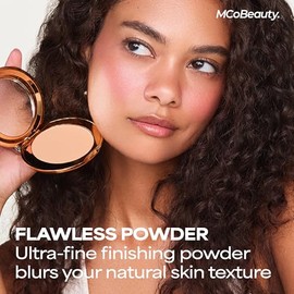MCoBeauty - Polvo prensado Miracle Flawless - 3 tonos medios cálidos - Polvo compacto de ajuste con extracto de flor de rosa y aceite de almendra dulc