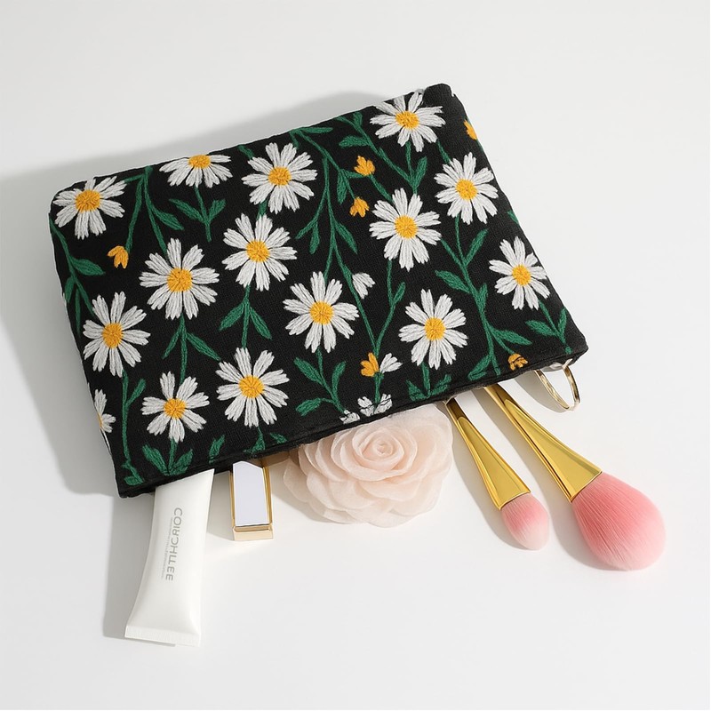 MUNSKT 3-Piece Daisy Print Cosmetic Bag Set for Women, 1