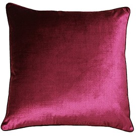 Riva Paoletti Luxe Velvet Cushion Cover - Cranberry Pink - Soft Velvet Feel Fabric - Reversible - Hidden Zip Closure - Machine Washable - 100% Polyester - 55 x 55cm (22" x 22" inches)