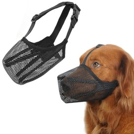Muzzle for Dogs, Dog Muzzle with Rounded Mesh and Adjustable Loop, Adjustable Dog Muzzle for Small, Medium and Large, Prevents Biting, Chewing (L)