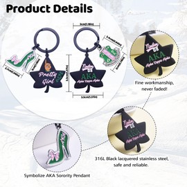 LParkin 2 PCS 1908 Aka Sorority Keychain Ivy Leaf Keychain Pretty Girl Aka Sorority Gifts for Women Girls Aka Sorority Paraphernalia Gifts, Medium