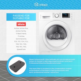 DL-pro Filter Foam Filter Suitable for Miele 9499230 207 x 155 x 28 mm Base Filter on Heat Exchanger Dryer Heat Pump Dryer