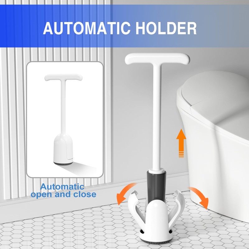 Cinola Upgraded Toilet Plunger with Holder, Wall Mounted Toilet Bowl