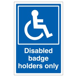 V Safety Disabled Badge Holders Only - Super-Tough Rigid Plastic 200 x 300 mm - 2mm Super-Tough Rigid Plastic Safety Sign