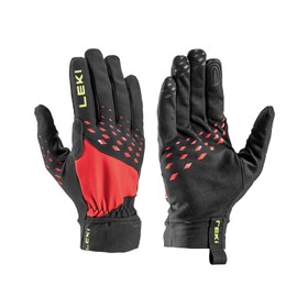LEKI Ultra Trail Storm Gloves, Black/Red/Neon Yellow, EU 8