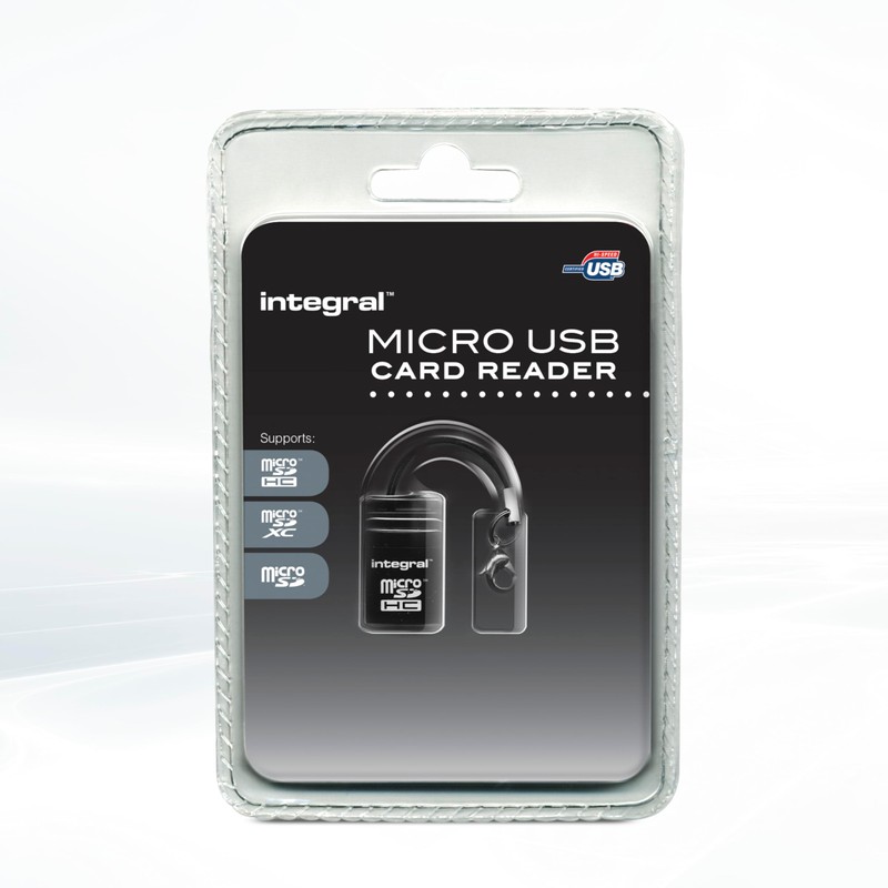 Integral Micro SD USB2.0 Memory Card Reader Adapter - Compact,