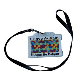 I Have Autism Please Be Patient Jigsaw, Holder & Lanyard Standard I.D. Card Size