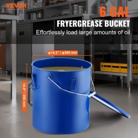 6-Gallon Commercial Kitchen Steel Fabrication Fryer Grease Bucket Carbon Steel Oil Disposal Caddy Rust-Proof Coating OilCapacity: 6 Gallons, Material: Carbon Steel