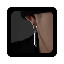 Cimenexe Punk Bar Tassel Dangle Earrings Silver Vertical Bar Drop Earrings Minimalist Hollow Hoop Earrings Metal Circle Bar Tassel Earrings Jewellery for Women, Zinc, No Gemstone