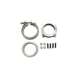 Vibrant Performance VIB Turbo Discharge Flange, Adapter, 3 in 4-Bolt to 3 in V-Band, Clamp/Flanges/Hardware Included, Stainless, T3 GT Series 4-Bolt Turbo, Kit