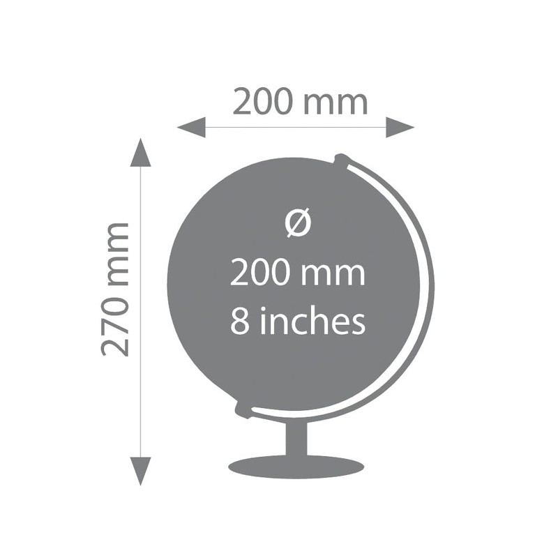 TROIKA Globe Diameter 20 cm Lunar Globe Physical Map Topographic