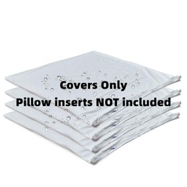 Kingnex Covers Only 4 Pack Waterproof Down Feather Proof Euro Pillow Protectors with Zipper 26x26 European Square Throw Pillow Covers