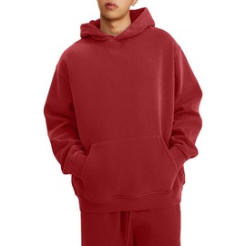 Hatant Hoodies for Men Heavyweight Fleece Sweatshirts for Men Acid Wash Athletic Hoodie Vintage Oversized Matching Hoodies for Couples Men's Fashion Hoodies with Pocket Workout Tops Red-L