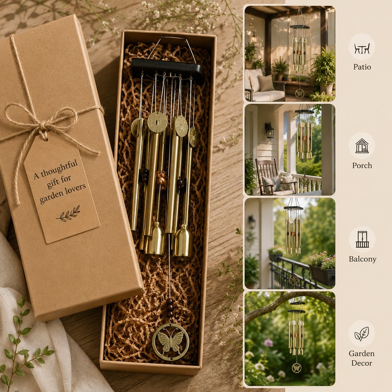 Metal Wind Chime for Home & Garden Decor – Aluminum