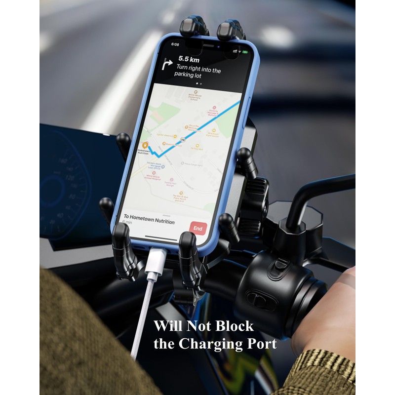 BRCOVAN Anti-Theft Motorcycle Phone Mount Holder with Vibration Dampener &