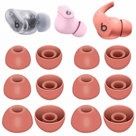 IiEXCEL Compatible with Beats Fit Pro Ear Tips, 6 Pairs S/M/L Replacement Soft Silicone Rubber Flexible Fit in Case Gel Eartips Earbuds Earplug Compatible with Beats Studio Buds + Coral Pink
