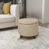Adeco Fabric Cushion Button Tufted Lift Top Storage Footstool, Height