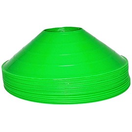 BlueDot Trading Sport Disc Cones in High Visibility Colors for Agility Training, Soccer, Football, Field Cone Markers for Adults or Kids, (25-Pack), Green