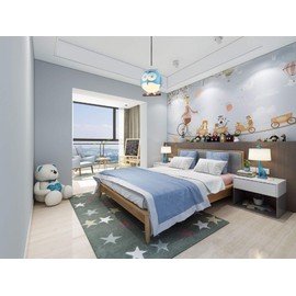 Am-Light Modern Ceiling Light with Pendant Owl Shade for Children's Bedroom Decoration, Blue