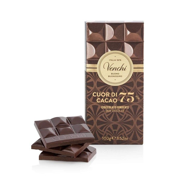 Venchi Cuor di Cacao 75% Extra Dark Chocolate Bar 3.52oz