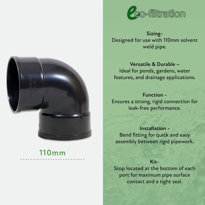 eco-filtration 110mm/4 Knuckle Bend – Durable PVC Pipe Connector for