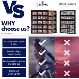 Graded Card Display Case | Wall-Mountable Cabinet for Baseball, Comic, and Trading Cards | Lightweight Solid Wood with Plexiglass Front – Black, Cherry, or Oak Color (Cherry)