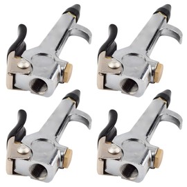 ZIMISI 4PCS 1/4" NPT Lever Blow Gun Nozzle, Zinc Alloy Air Blow Gun Tool with Rubber Safety Tip Nozzles, Universal Air Compressor Kit Accessory for Home Industry Dust Cleaning