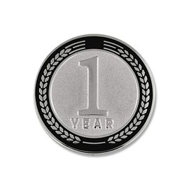PinMart 1 Year of Service Award Employee Recognition Gift Lapel Pin - White 10 Pack