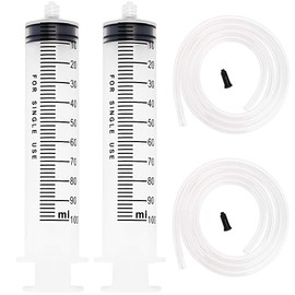 2 Pack 100 ML Syringe for Nutrient Measuring 100cm Tube
