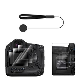VOVMOEYA Screen Protector Compatible with Canon EOS R5 Mark II,for Canon EOS R5 for EOS R3 for EOS R1 【3pcs LCD Tempered Glass foils+ 3pcs PET Shoulder Screen Protector】 with 1Pcs Anti-Loss String
