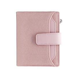 AdiStylinno Small Wallet for Women, Trendy Credit Card Wallet Compact Leather Wallet with Multi Slots and Zipper Coin Pocket (Light Pink)