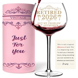 Retirement Gifts For Women 2026 Wine Glass - Retired 2026 Not My Problem Anymore - Happy Retirement Party Decorations Woman - Leaving, Farewell Goodbye Gift For Coworkers Gifts For Her (Retired 2026)