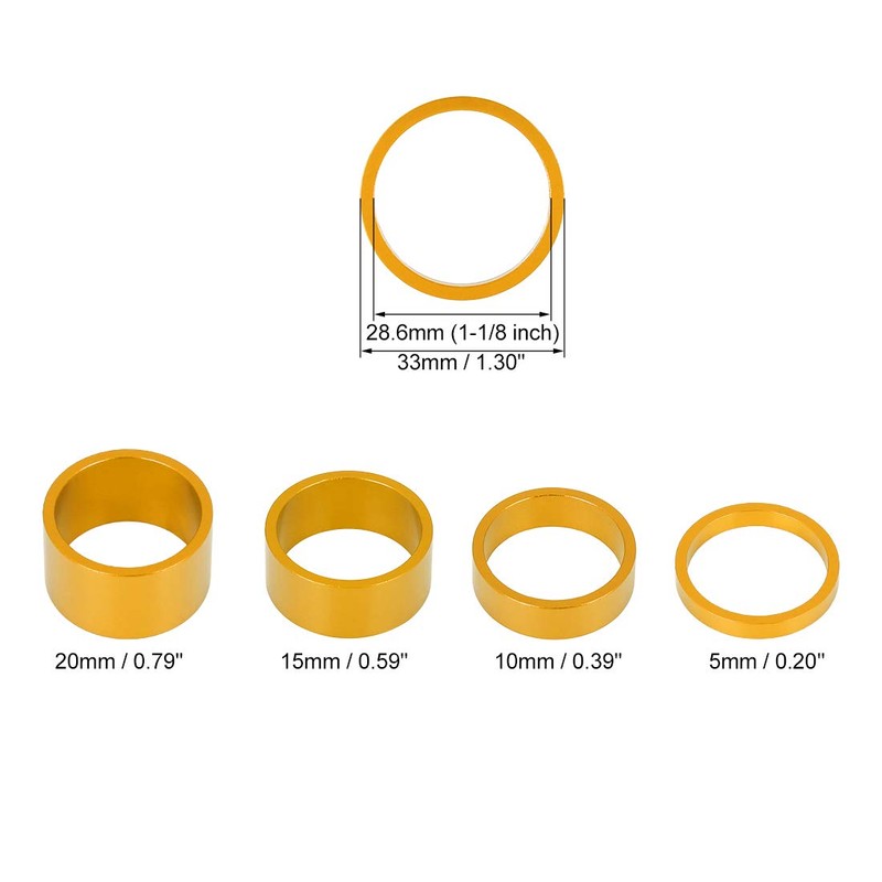 X AUTOHAUX 4 Pcs Bike Headset Spacer Bicycle Aluminium Alloy