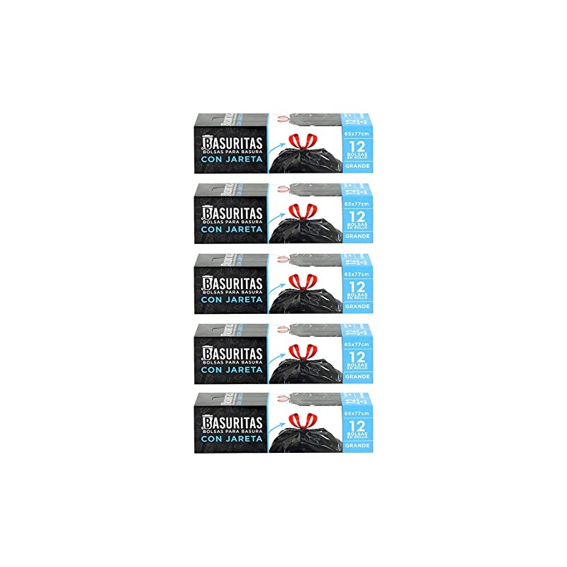 Basuritas | 60 Bolsas de Basura Grandes con cinta de