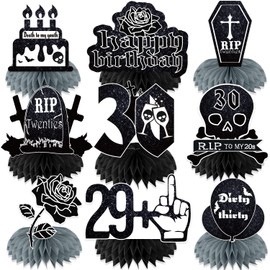 Death to My 20s Decorations Honeycomb Centerpieces, Rip to My 20s Birthday Party Decoration Include 9pcs Funeral for My Youth 30th Birthday Party Honeycomb Centerpieces for Table Decor