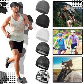 Boao 6 Pieces Skull Caps Helmet Liner Sweat Wicking Cap Running Hats Cycling Skull Caps for Men Women (Retro Color,Medium)