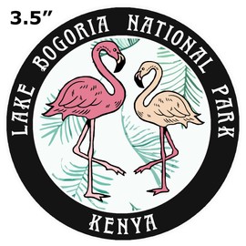 Blue Heron Two Flamingos Lake Bogoria, Kenya Car Truck Window Bumper Sticker Decal Souvenir - Black