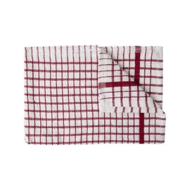 Alanna Jones Set of 2, 45 x 65 cm Large 100% Cotton Luxury Check Soft Kitchen Tea Towels Perfect for Household and Professional Restaurant Bar Catering Kitchen Dish Cloth (Red)