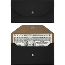 Carrotez PU Leather Cash Envelope Wallet, Reusable Envelope-Style Money Holder for Gifting, Money Envelope for Cash - Black