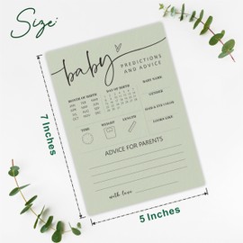 Sage Green Baby Shower Game Cards, Advice & Predictions, Double-Sided Design, 30 Gender Neutral Game Cards For Baby Shower Party, Baby Announcement, Advice For The Parents, Party Favor & Decor - C02